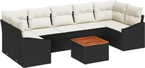 vidaXL Set de canapele pentru grădină 8 pcs Negru și Crem poliratan