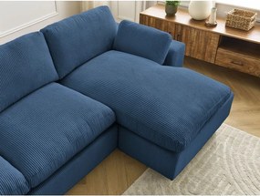 Colțar albastru cu tapițerie din catifea reiată Belair – Bobochic Paris