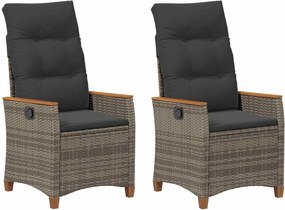 vidaXL Scaun de grădină rabatabil Gri și gri închis 64 x 57,5 x 112 cm