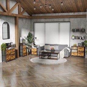 HOMCOM Comodă cu 3 sertare din material textil detasabile si 2 rafturi, 44 x 29 x 92 cm, lemn si metal | Aosom Romania