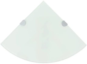 243859 vidaXL Raft de colț cu suporți de crom, sticlă, 35 x 35 cm, alb