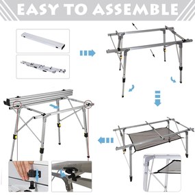 Outsunny Masă de Picnic Portabilă, Pliabilă, Ușoară, din Aluminiu cu Husă de Transport, 120x70 cm | Aosom Romania