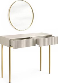 Masa de toaletă cu oglindă aurie Nicole 60 cm - cașmir / picioare aurii