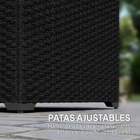 Outsunny Cufăr de depozitare exterior din ratan de 253 L cu tijă hidraulică, căptușeală cu fermoar și cadru din oțel, Negru | Aosom Romania