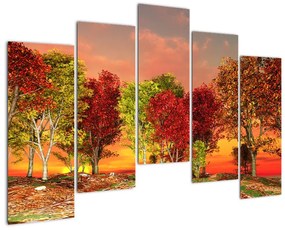 Tablou modern - copaci colora?i (125x90cm)