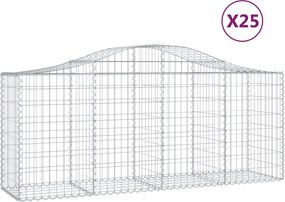 vidaXL Coșuri gabion arcuite 25 buc, 200x50x80/100 cm, fier galvanizat
