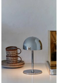 Veioză argintie LED cu control prin telecomandă cu abajur din metal (înălțime 22 cm) Tim – Sirius