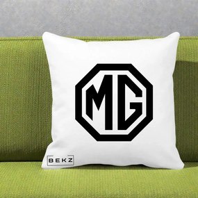 Perna Personalizata cu emblema MG, 40x40 cm, Alba Mata, Husa Detasabila, Perna Inclusa, BEKZ®