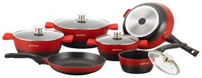 Set Oale marmorate 16 piese Herzog HR-ST16M - Negru-Rosu