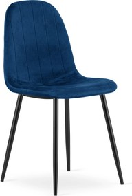 Scaun de masa PADVA VELVET cu picioare negre, albastru