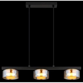 Lustra suspendata din metal negru cu sticla chihlimbar HIGGINS 3L