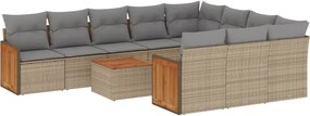 vidaXL Set canapele de grădină cu perne, 11 piese, bej, poliratan