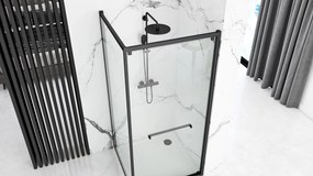 Cabina dus cu cadita de dus patrata cu usa culisanta Rea Space In 90x90 negru mat