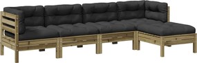 vidaXL Set mobilier de grădină cu perne, 5 piese, lemn de pin tratat