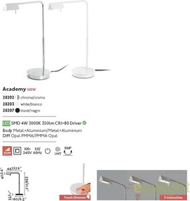 Lampa LED moderna / Veioza de birou touch dimmer ACADEMY crom 28202