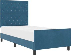 vidaXL Pat cu arcuri cu headboard Albastru închis 90 x 200 cm Catifea