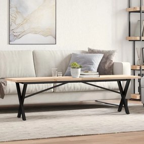 vidaXL Masă de cafea, cadru X, 160x40x45,5 cm, lemn masiv pin și Oţel