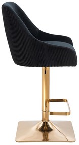 HR920KW Scaun Neagră din Catifea cu Bază Aurie