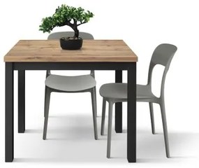 PAZZO DESIGN Masă extensibilă Giuliano, stejar rustic, melaminat, fabricată în Italia, bază neagră, 90 x 90 x 76,5 cm | Aosom Romania