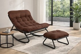 Balansoar cu scaun pentru suport picioare, cadru metalic, pentru uz interior și exterior, rezistent până la 150 kg, Maro