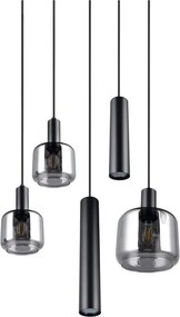 Lustră neagră cu abajur din metal/cu abajur din sticlă ø 40 cm Mataro – Trio