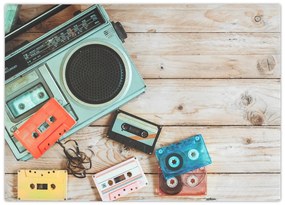 Tablou pe sticlă - Radio retro (70x50 cm)