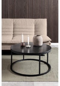 Măsuță de cafea neagră rotundă cu blat cu aspect de marmură ø 80 cm Spiro – Actona