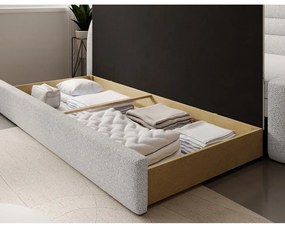 Canapea crem extensibilă/cu spațiu de depozitare cu tapițerie din țesătură bouclé cu colț pe partea stângă 223 cm Fabillo – ELTAP