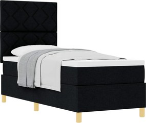 vidaXL Pat cu arcuri cu saltea cu headboard Negru 80 x 200 cm țesătură