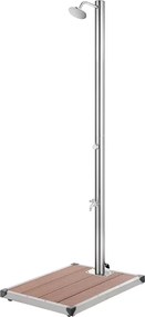 vidaXL Duș de grădină cu bază maro, 220 cm, oțel inoxidabil