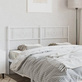 355351 vidaXL Tăblie de pat metalică, alb, 160 cm