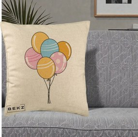 Perna Decorativa Baloane Petrecere, 40x40 cm, Bej, Husa Detasabila, Perna Inclusa, BEKZ®