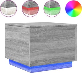 vidaXL Măsuță de cafea cu lumini LED, gri sonoma, 50x50x40 cm
