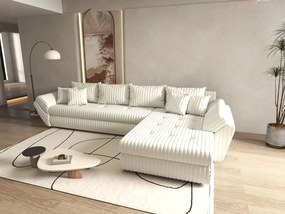 Colțar extensibil dumonde cu ladă de depozitare si sezut confortabil din spuma high-density, Loana XL Ambience Ivory II 335x185 cm