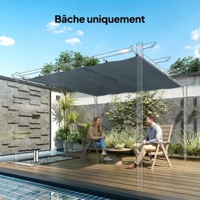 Outsunny Pânză de acoperiș pentru pergolă Prelată pentru pergolă retractabilă 300 x 300 cm, Poliester 180 g/m², Anti-UV 30+, Gri închis | Aosom Romania