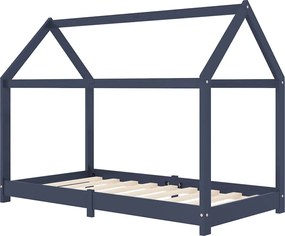 vidaXL Cadru pat de copii, gri, 70 x 140 cm, lemn masiv de pin