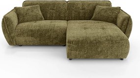 Colțar verde cu tapițerie din chenille (cu colț pe partea dreaptă/cu șezlong) Nelia – Ropez