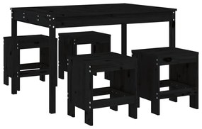 3157719 vidaXL Set de masă pentru grădină, 5 piese, negru, lemn masiv de pin