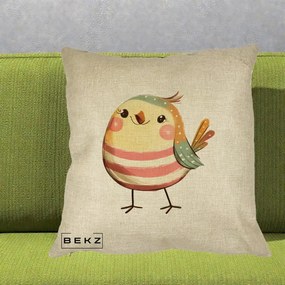 Perna Decorativa Pui Kawaii Pastel Dungat, 40x40 cm, Crem, Husa Detasabila, Perna Inclusa, BEKZ®