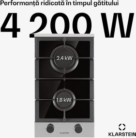 Klarstein Alchemist Domino, plită pe gaz, 2 arzătoare din aluminiu, ceramică din sticlă