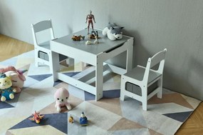 Masă din lemn pentru copii White + 2 scaune