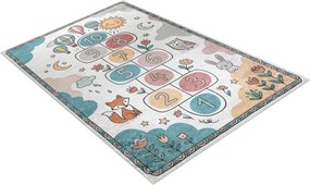 BAMBINO 61440 covor lavabil Grădină hopscotch, baloane, numere pentru copii anti-alunecare - crem / verde