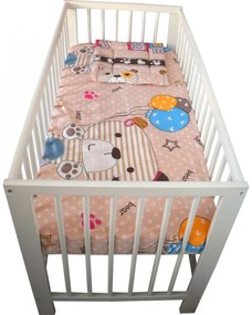 Lenjerie Patut Bebe NOVOKIDS™ din BUMBAC 100% , 3 Piese, Dimensiune Universala, PILOTA INCLUSA, Model Ursulet Baloane, Multicolor
