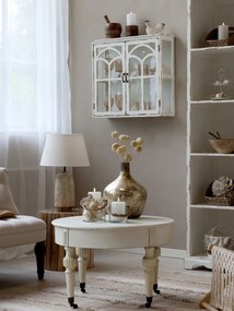 Dulap de perete shabby chic, alb antichizat, cu 2 uși din sticlă