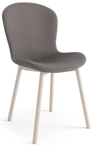 MAZZONI EXPORT FIORA Gri deschis Taupe (material Basel 34) / cadru bej – SCAUN MODERN TAPITAT DIN CHENILLE PENTRU LIVING/BUCĂTĂRIE