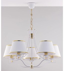 Jupiter 2084 - Candelabru pe lanț SAMBA, 5xE27/15W/230V, alb/auriu