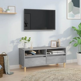Comoda TV, gri beton, 100x34,5x44,5 cm, lemn prelucrat