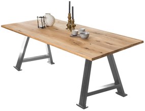 Masa dreptunghiulara cu blat din lemn de stejar Tables&amp;Co 240x100x75 cm maro/argintiu