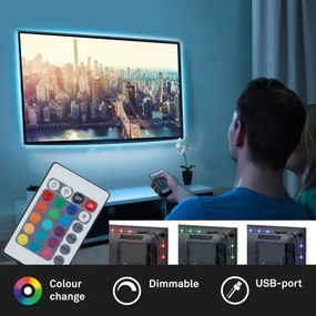 Brilo - Bandă LED RGBW reglabilă pentru TV 3m LED/2,5W/USB + DO