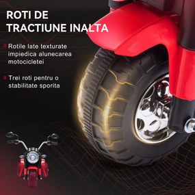 Motocicleta Electrica HOMCOM cu Baterie Reincarcabila 6V, Viteza 2km/h, de la 18-36 Luni, Rosie | Aosom Romania